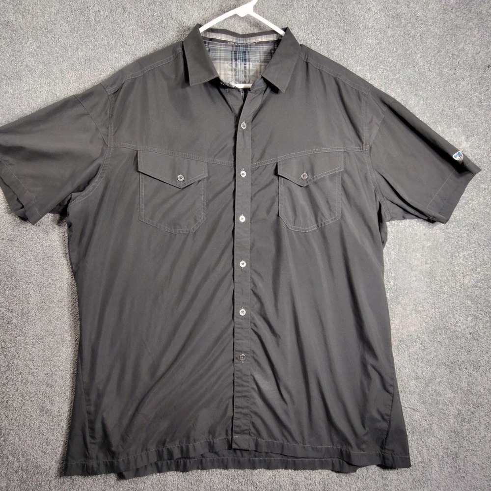 Kuhl Eluxor Short Sleeve Button Up Shirt Mens XL Gray Outdoor Hiking Fishing